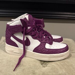Nike Air Force 1 Purple and White Sneakers